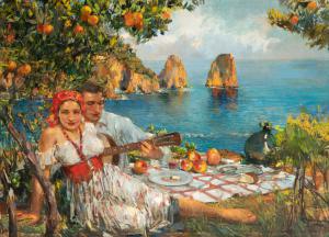 CIPRIANO MANNUCCI - Faraglioni in Capri (1940)